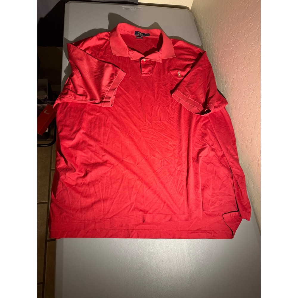 Polo Ralph Lauren Mens 4XLT Red Pima Soft Touch Cotton Short Sleeve Polo Shirt